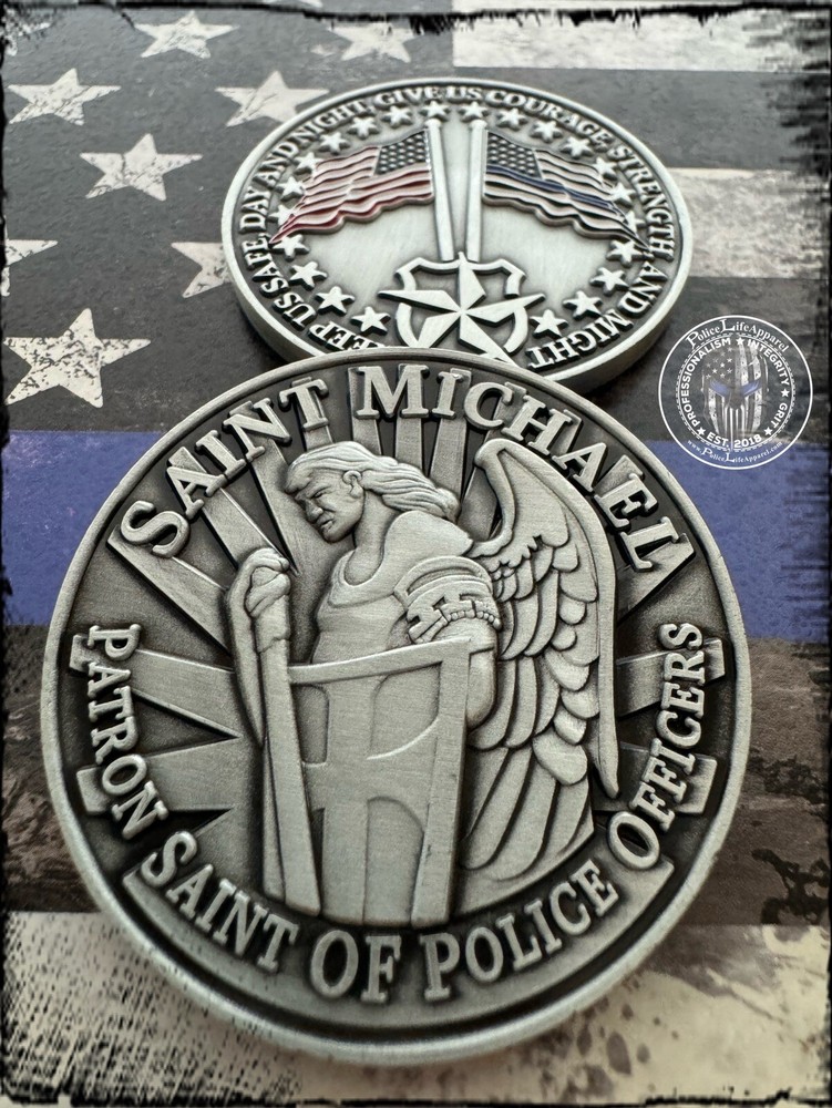 Blue Line St. Michael Challenge Coin