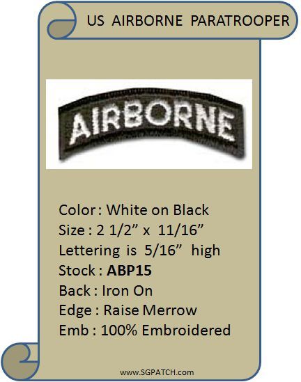 AIRBORNE BLACK/WHITE TAB PATCH - ABP15