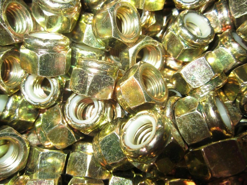 1/4"-20 Nylon Insert Lock Nuts Grade 8 Yellow Zinc