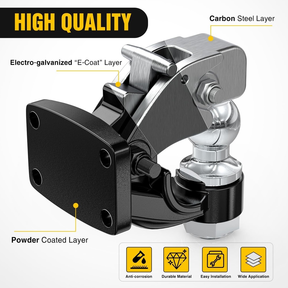 Nilight Pintle Hook Trailer Hitches Receiver Hook Combination 2” Hitch Bal