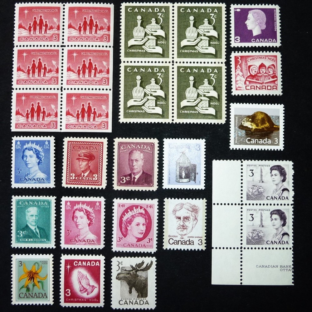26 Canada 3 Cent Stamps, 17 Different Mostly Early