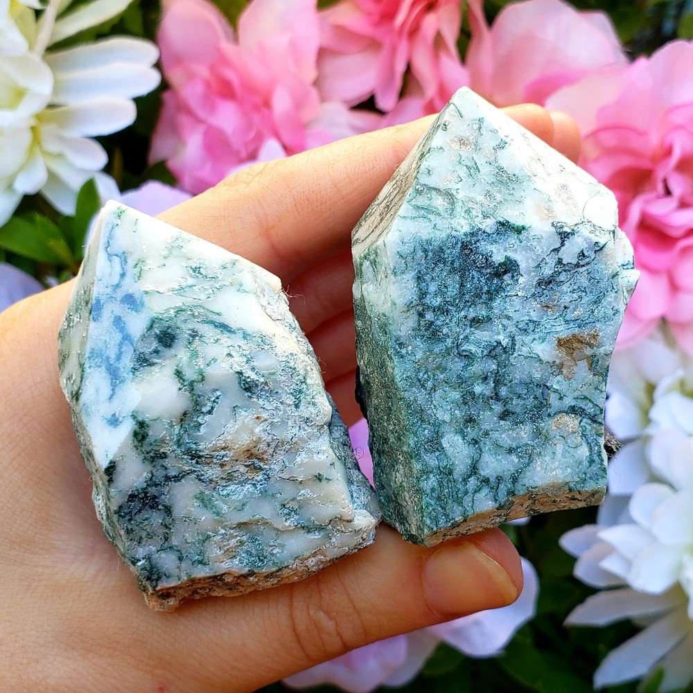 Tree Agate semi Polished point Crystal Healing Natural Metaphysical Gemstone