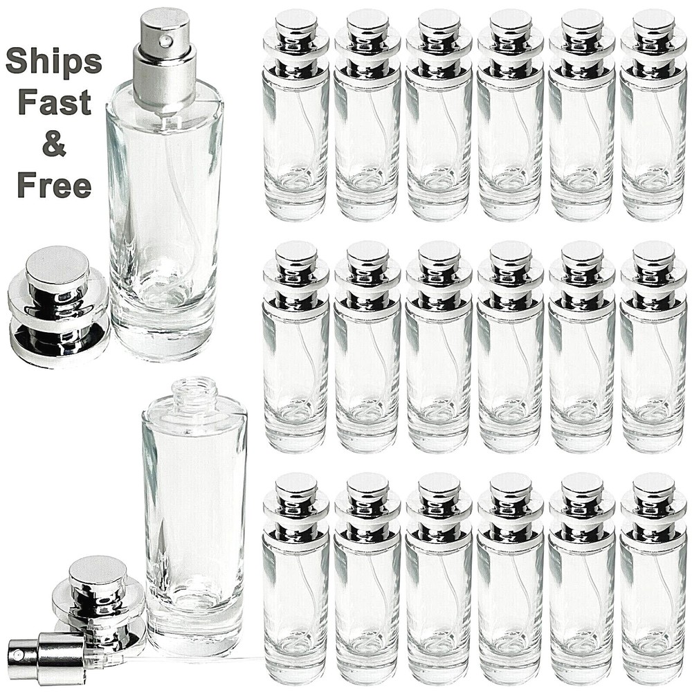 30ml 1oz empty perfume cylinder glass spray bottles silver tower cap