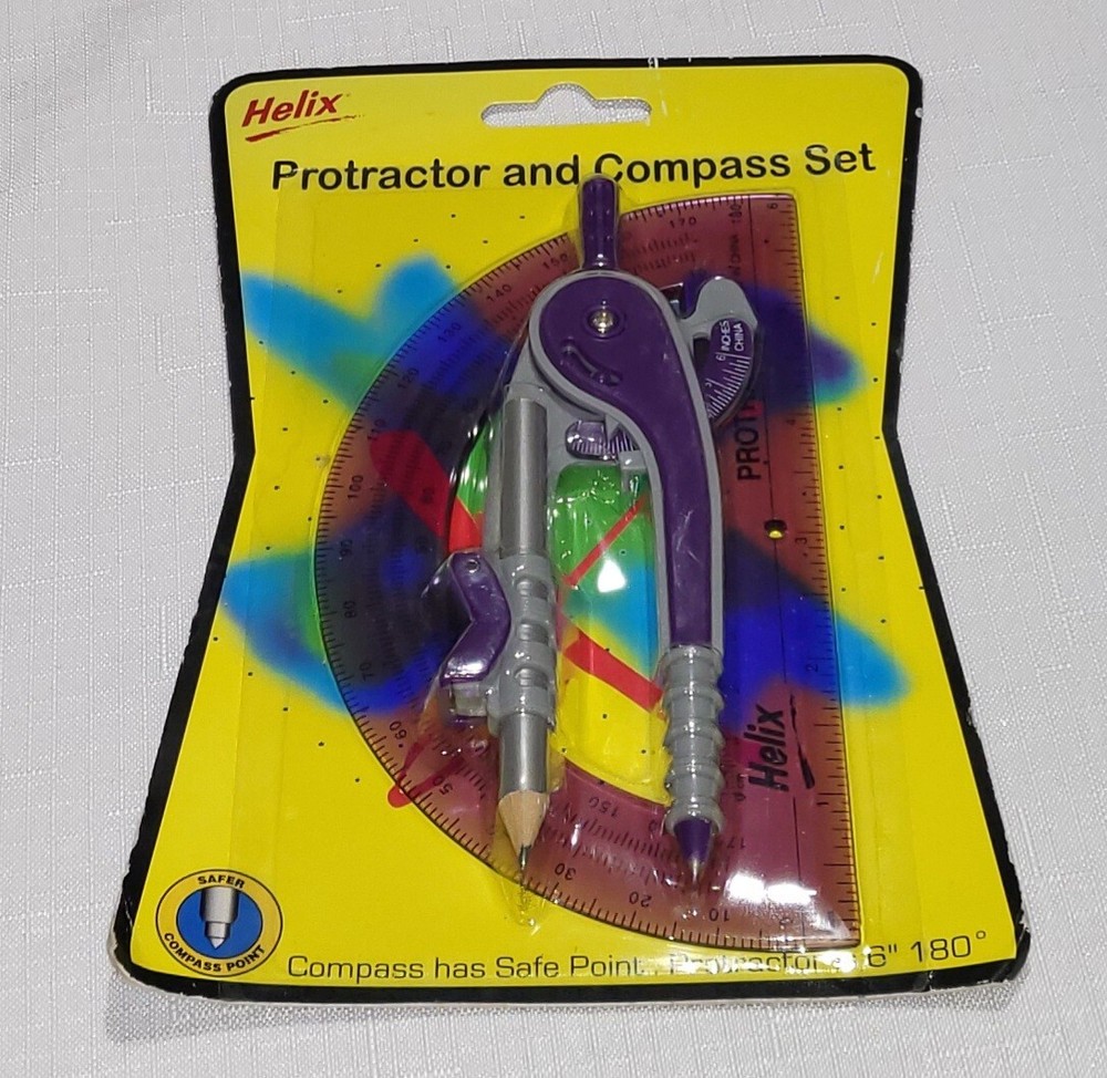Helix Protractor Compass Set School Math Geometry Drawing Art, New