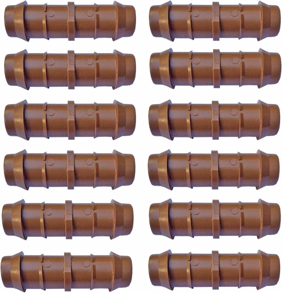 1/2" Coupling Drip Irrigation Fittings (12 Pack) - Barbed Drip Line Coupler C...