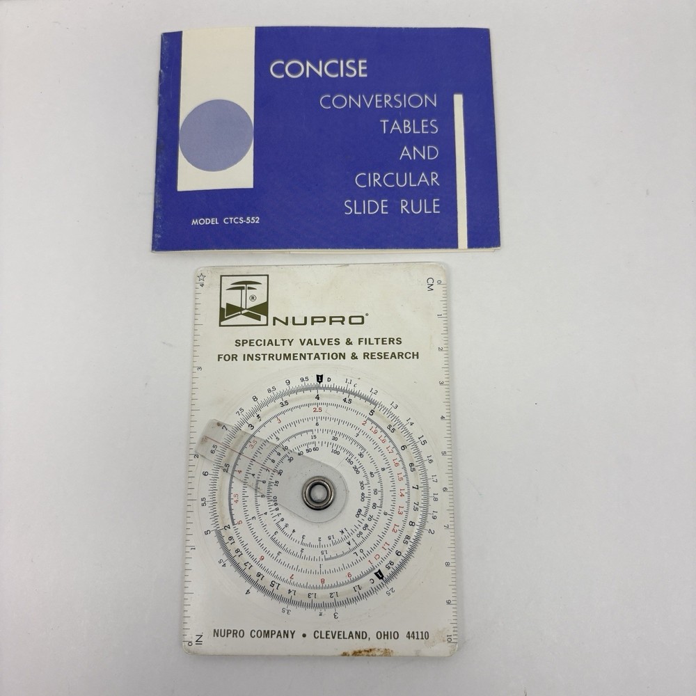 Vintage Concise CTCS-552 Circular Slide Rule Conversion Tables NUPRO Calculator