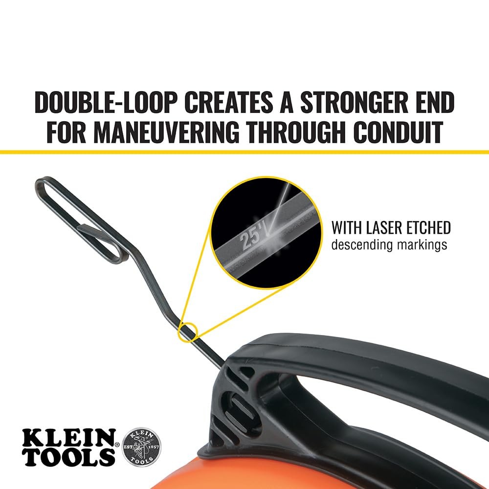 Klein Tools 56331 50-Foot Steel Fish Tape Wire Puller Double Loop Tip