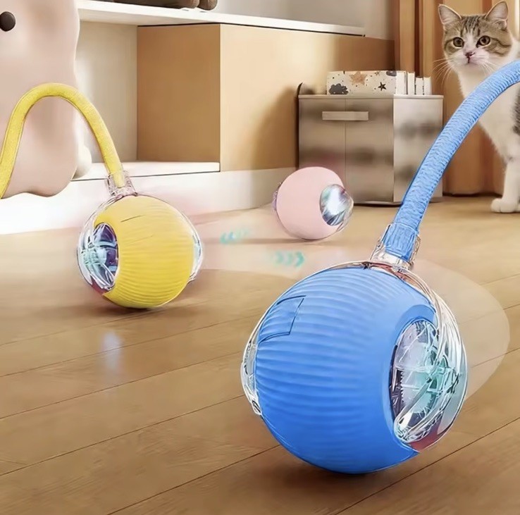 Interactive Smart Dog Cat Toy Tail Automatic Rolling Pet Ball Rechargeable PINK