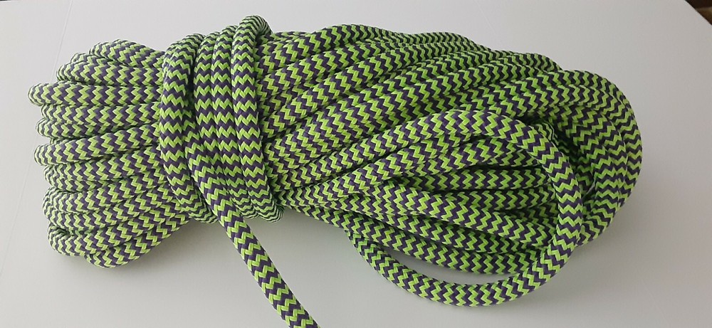 9/16 x 38 ft. Double Braid-Yacht Braid Polyester Rope. Herringbone Lime/ Purple