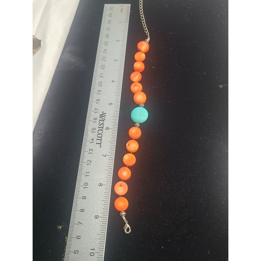 Handcrafted Coral & Turquoise Beaded Bracelet With Adjustable Chain