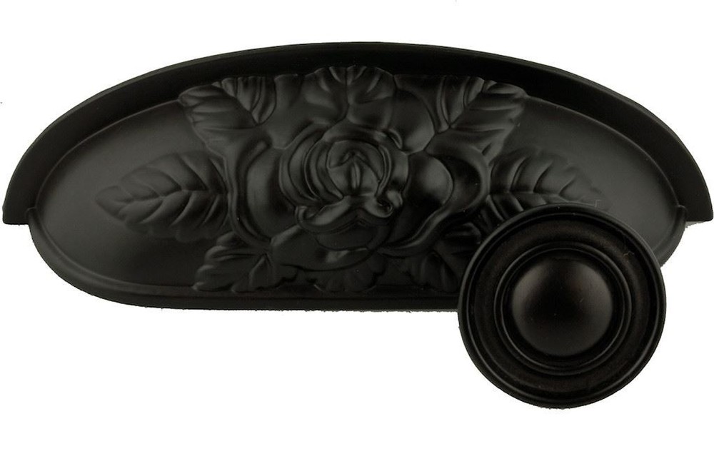 3-3/4" Old Rose Pattern Cup Pull Oil Rubbed Bronze