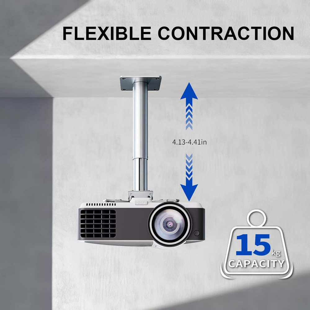 Universal Projector Mount with Adjustable Height Extension Pole, Full Motion Til