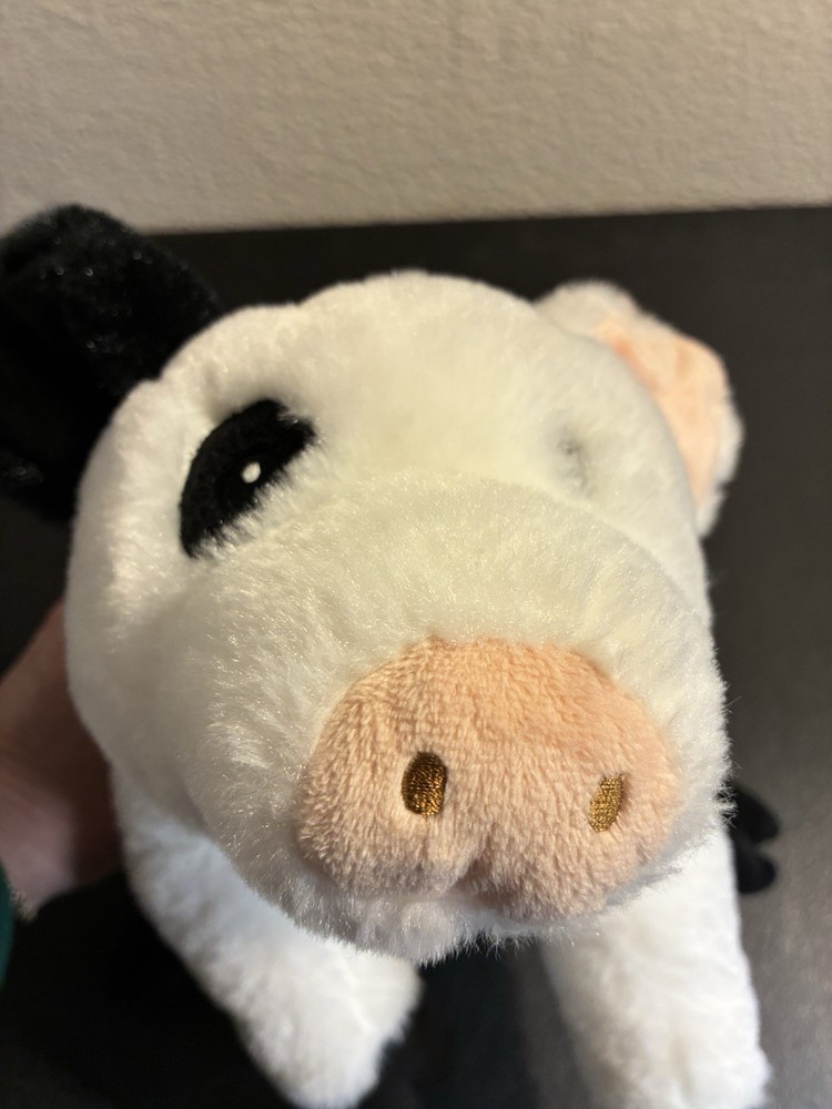 Pier One Pig Plush Hamilton White & Black Spotted Laying 14” Spring Easter