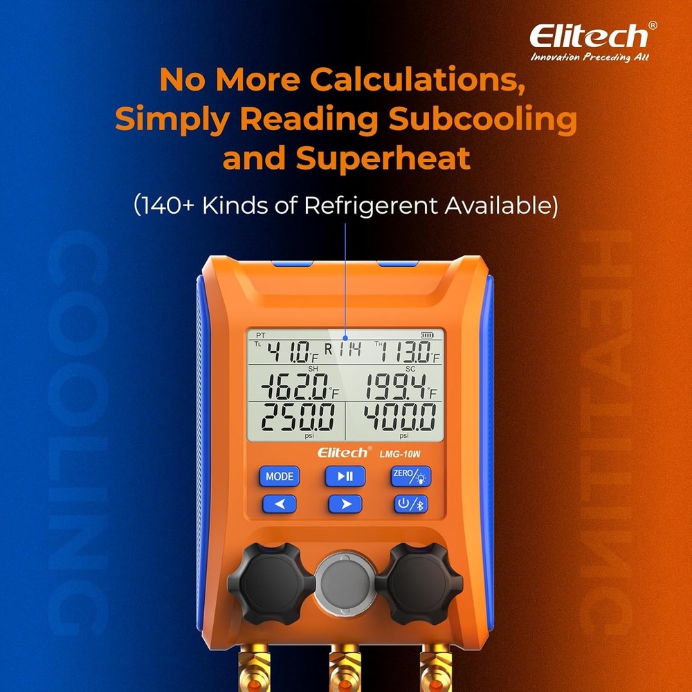 Wireless HVAC Digital Manifold Gauge Set with Hoses