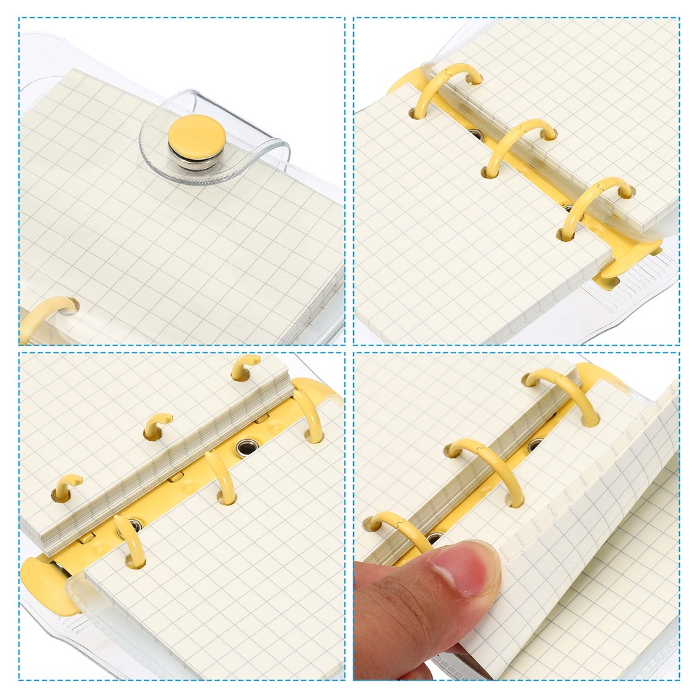 Clear 3 Ring Binder Cover, 2 Pack PVC Notebook Binder, Pink Yellow