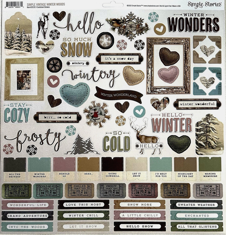 NEW SET! (B) SIMPLE STORIES STICKER SHEETS (17 sheets) Save 70%