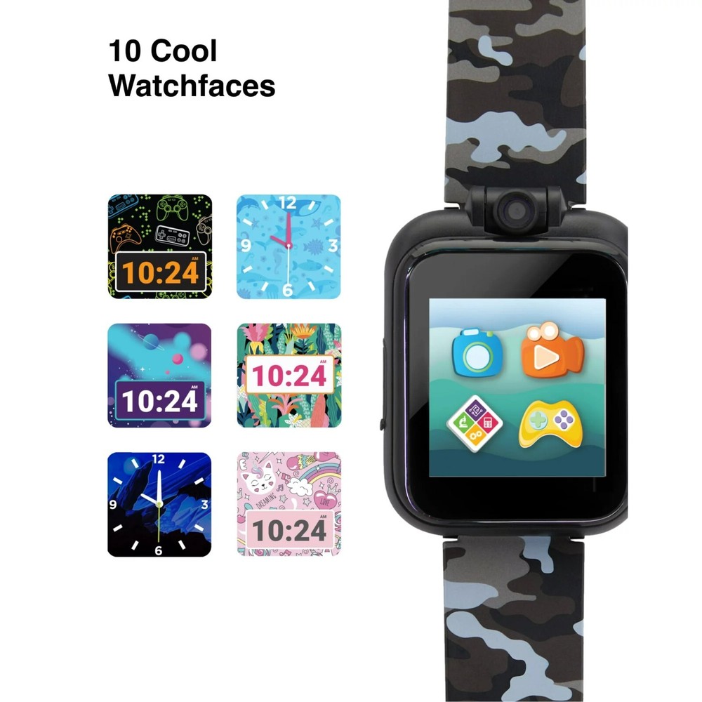 iTech Junior Boys Smartwatch Earbuds Set, Black/Grey Camouflage