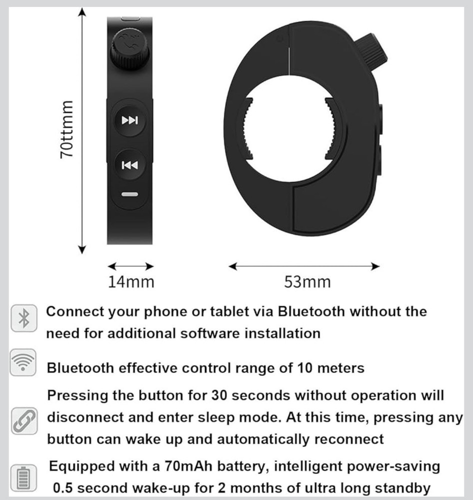 Globelec Wireless Bluetooth Media Controller For Motorcycle Bycicle Handlebar