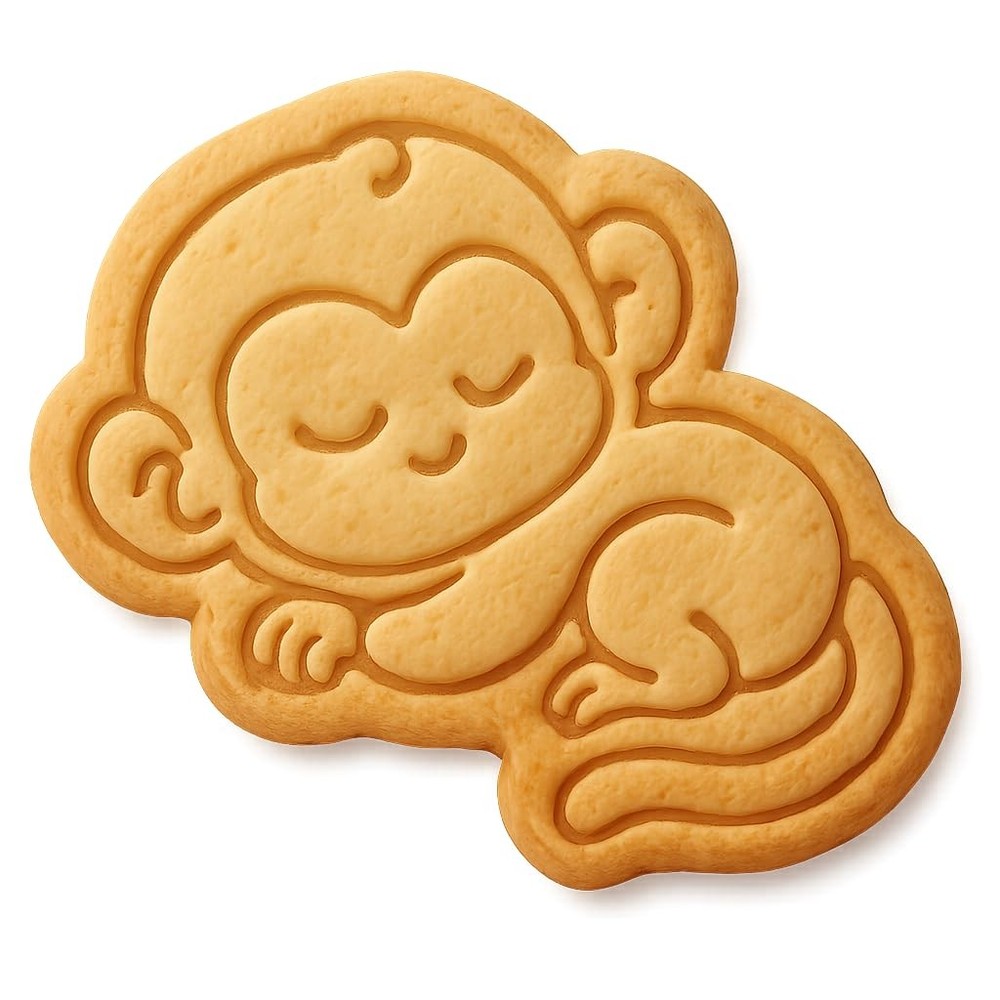 Sleeping Chibi Macaque Cookie Cutter & Stamp - 4x3