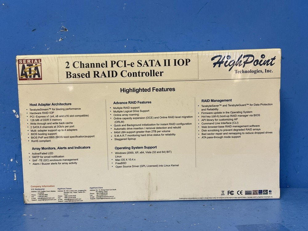 Highpoint Rocketraid 3120 2-channel Pci-express X1 Sata 3gb/s Raid Controller