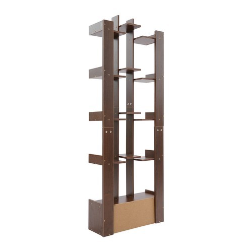 US 15-Compartment Bookcase Floor Standing Bookcase Book Storage Rack w/Cabinet
