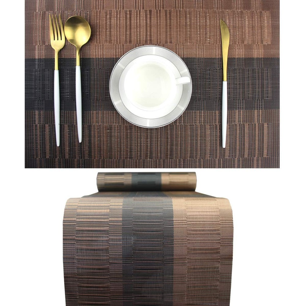 PIGCHCY Elegant Placemats with Matching Table Runner,Washable Durable Plastic Pl
