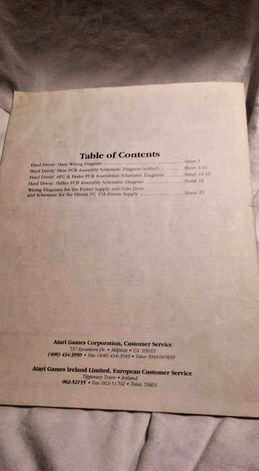 Hard Drivin Schematic Package Free Shipping US Shipper