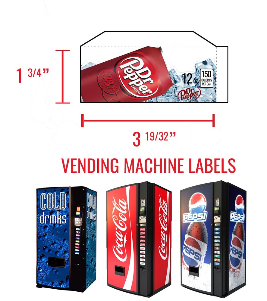 (6) Dixie Narco 276e 12 oz "CAN" Vend Labels - Flavor Strips - VARIETY PACK