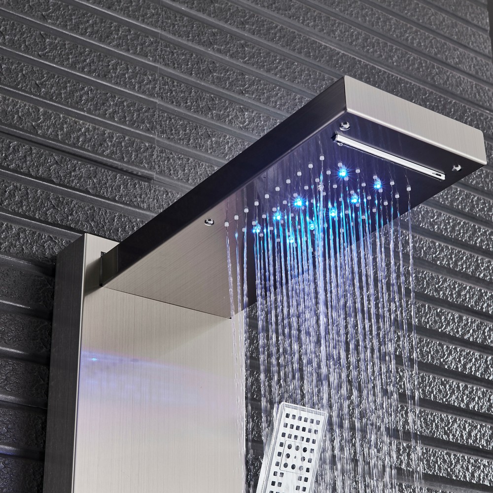 Ello&allo Shower Panel Tower System LED Rain&Waterfall Massage Jet Sprayer Tap