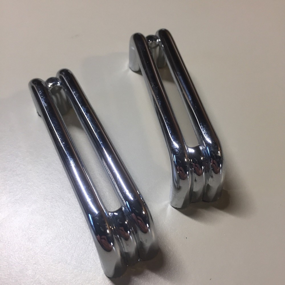 2 Vintage KBC Chrome Split Bar Drawer Pull Mid Century Style Lot N