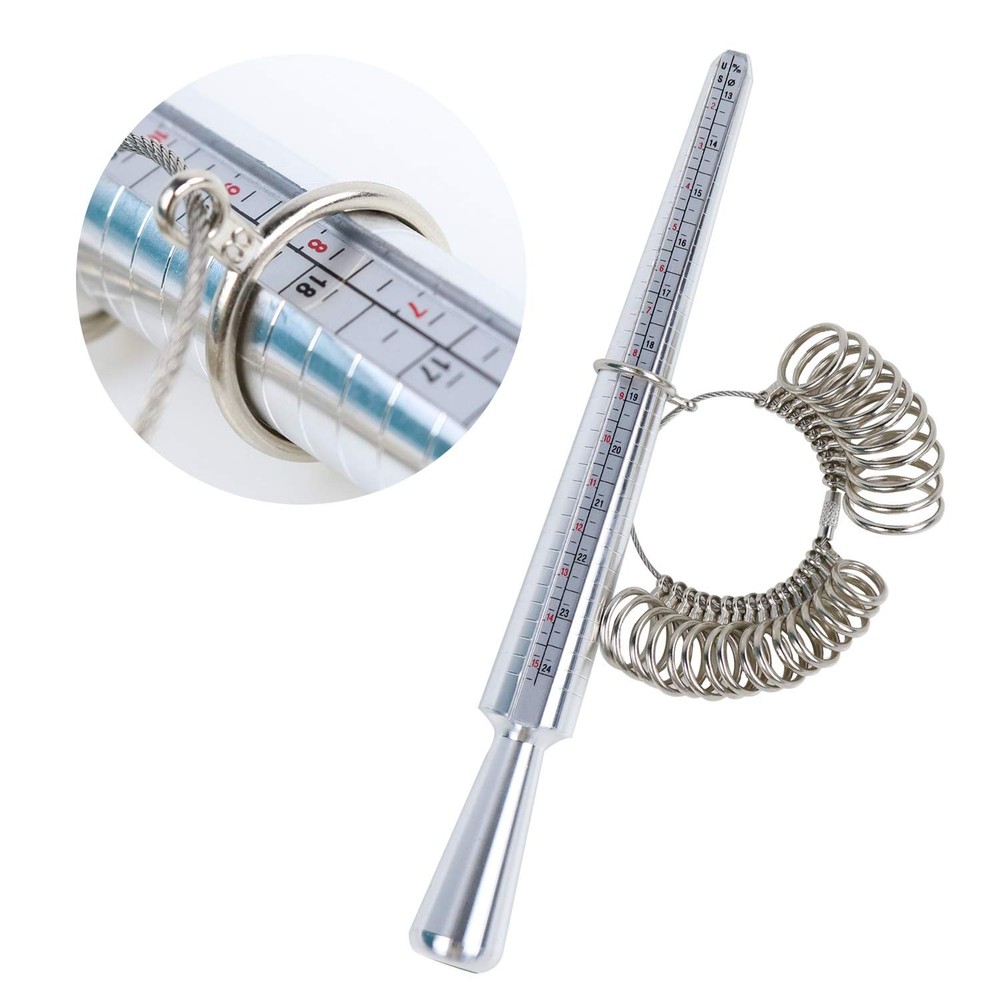 NIUPIKA Ring Sizer Measuring Tool Mandrel Measurer Silver