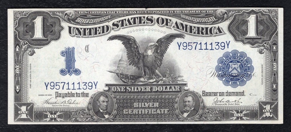 FR. 233 1899 $1 ONE DOLLAR “BLACK EAGLE” SILVER CERTIFICATE ABOUT UNCIRCULATED