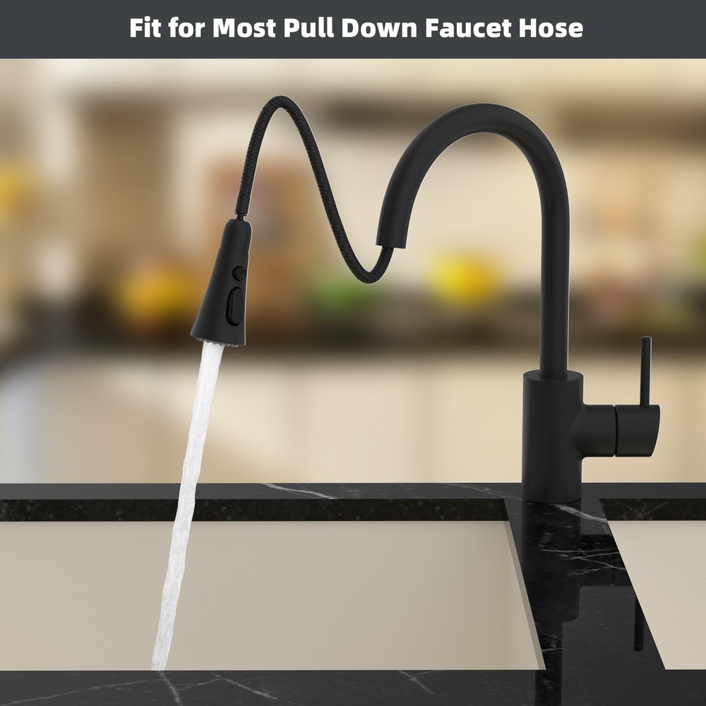 Kitchen Faucet Head Replacement 3-Function Pull Down Faucet Sprayer Head Black