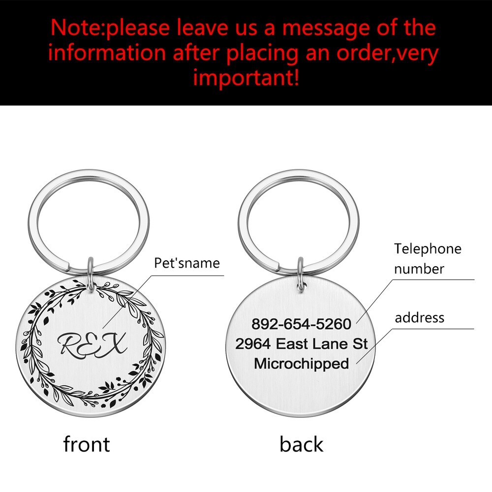 Personalized Dog & Cat ID Tags Silent Custom Engraved Pet Accessories