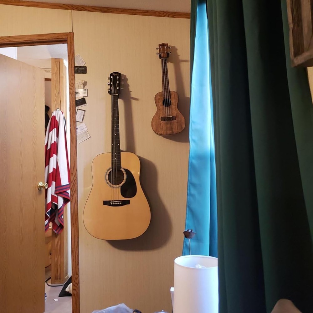 2 Pack Adjustable Guitar Wall Mounts with Non-Marring Foam Pads - Easy Install