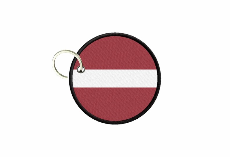Latvian Flag Keychain Round Badge
