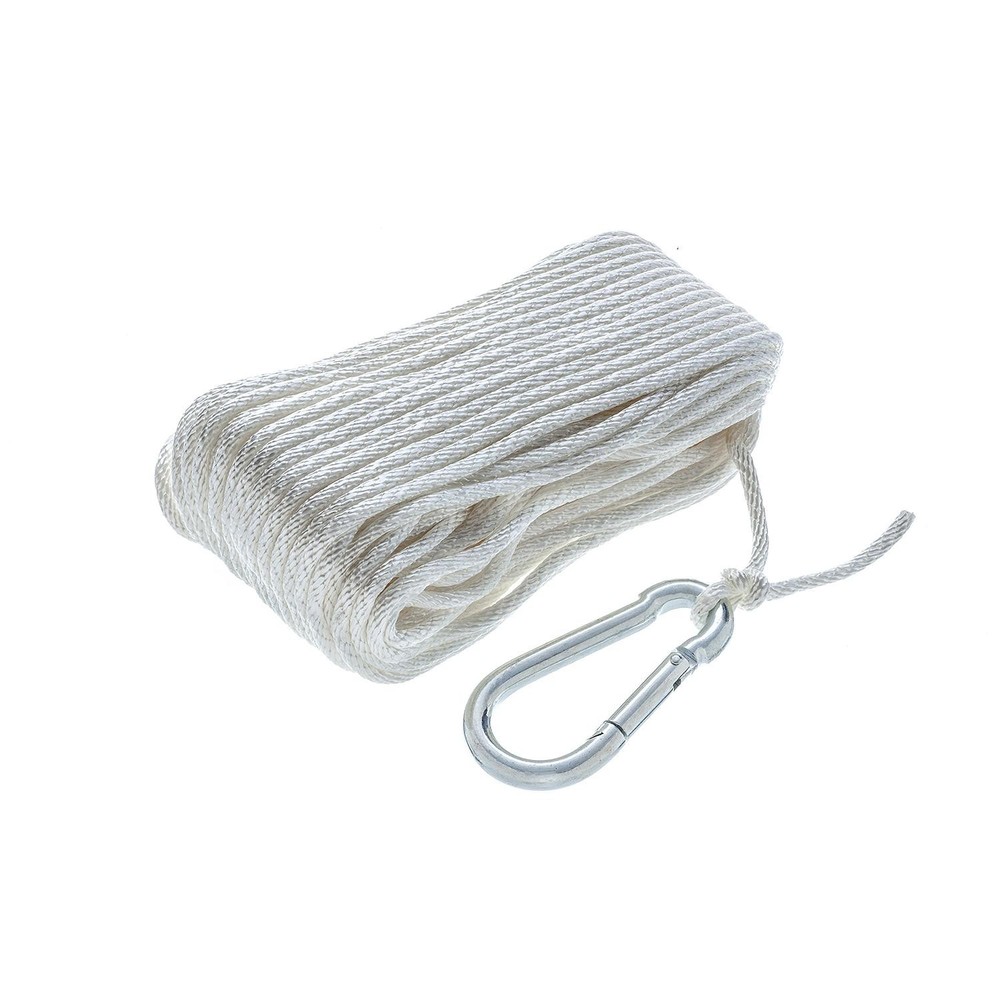 Seachoice 40221 Solid-Braid Nylon Anchor Line, White, 3/16" x 100'