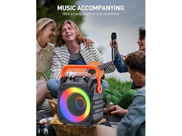 Karaoke Machine with 2 Wireless Mics Black