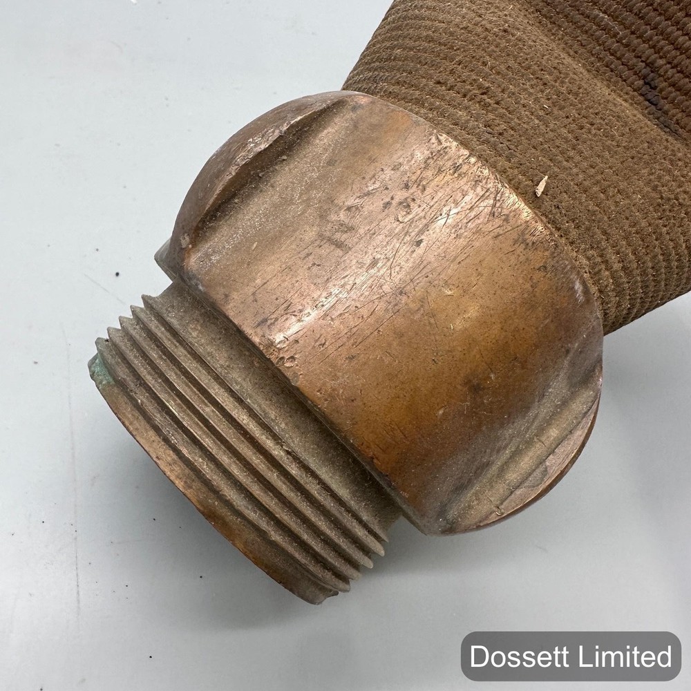 Vintage 2-1/2" Fire Hose with 2-1/2" Brass Threaded Coupling Industrial Fitting