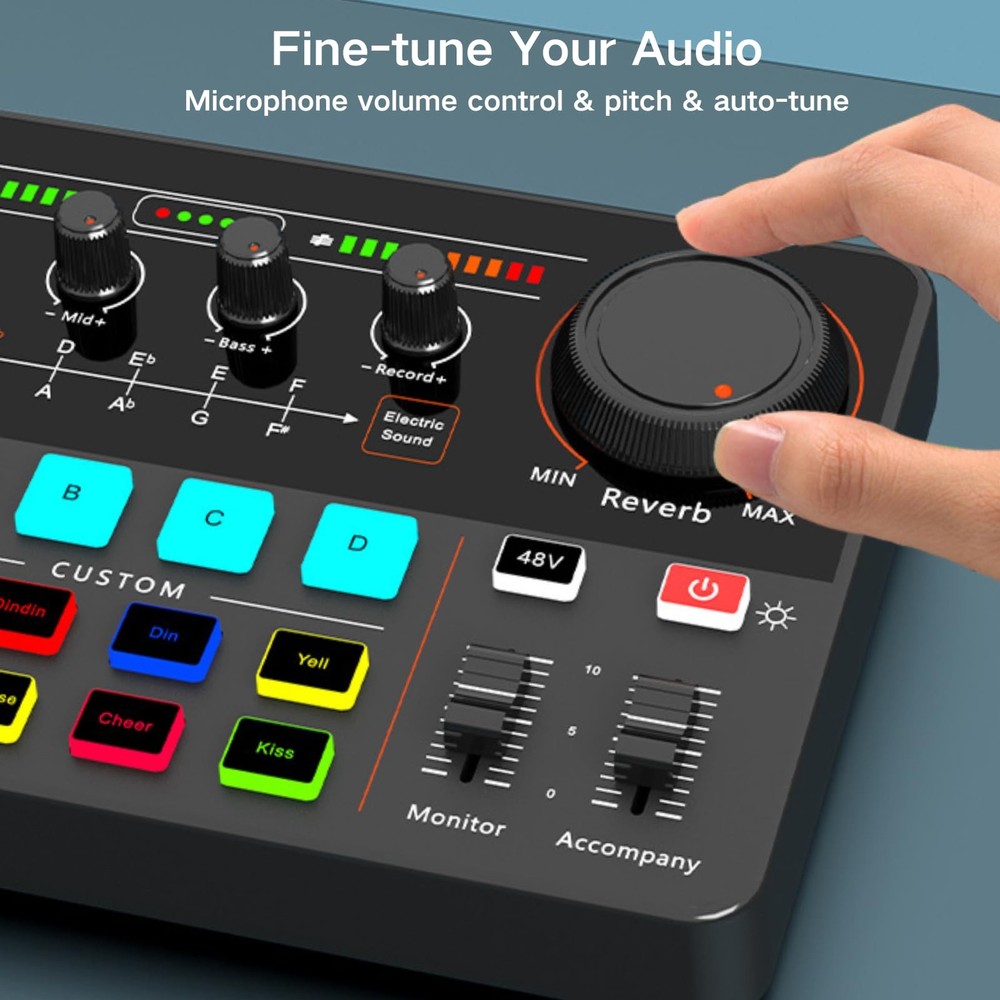 Audio Interface for Beginners - Streaming Podcast Mixer with -preamp, 48V Pha...