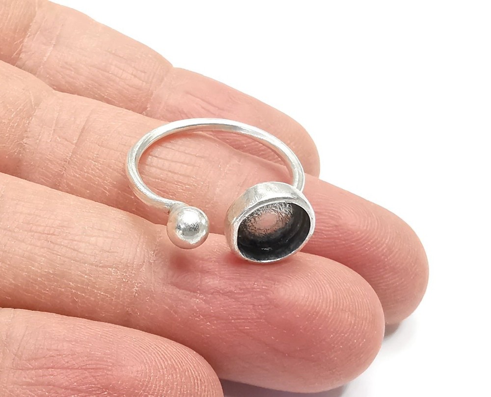 Ball Head Ring, Setting Blank Cabochon Mounting Adjustable Brass 8mm G27218