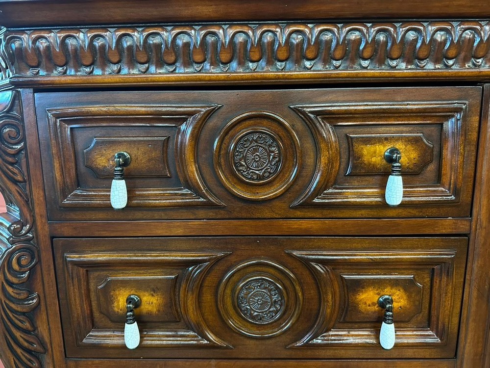 Teardrop Pendant Drop Pull - Crackel White Ceramic & Antique Brass