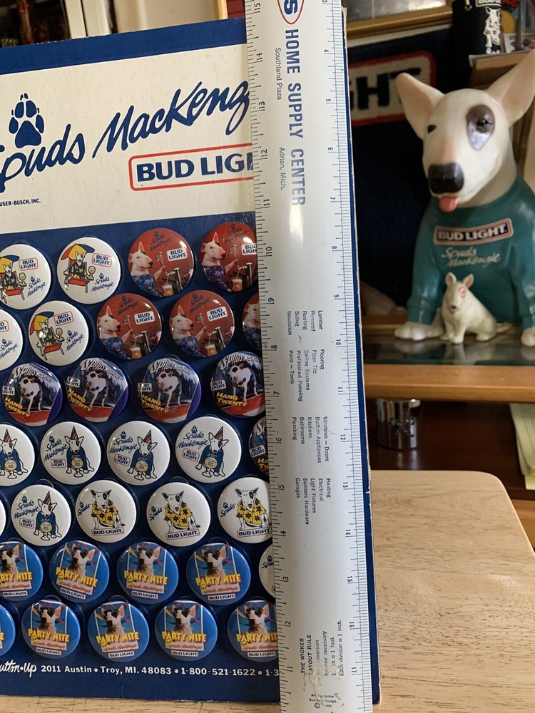 Spuds Mackenzie Full display Bud Light Dog Hat Jacket pinback Pin