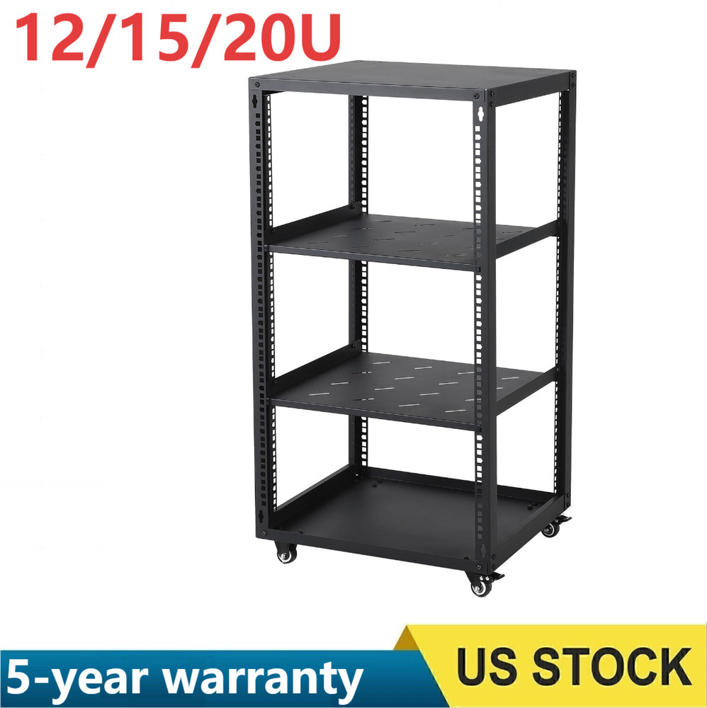 12/15/20U Open Frame Network/Server Rack for IT & AV Gear Floor Standing Wall Mo