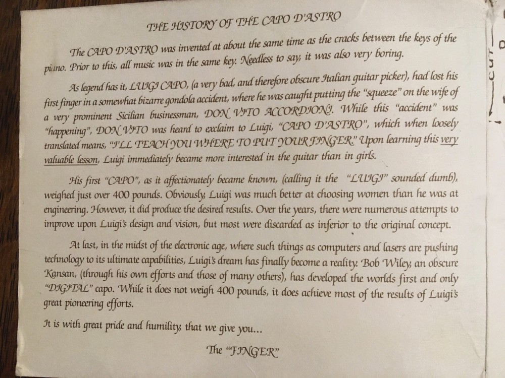 Bob Wiley “Digital” Finger Capo