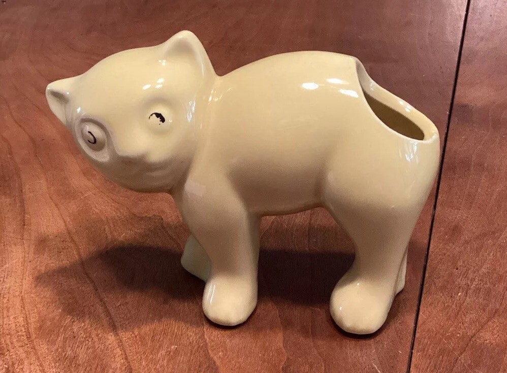 Vintage Yellow Arched Back Scaredy Cat Succulent / Cactus Planter