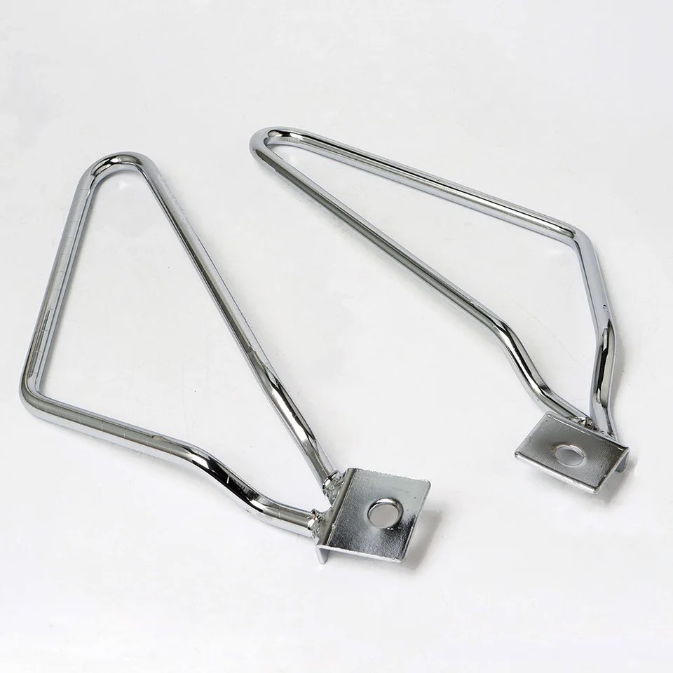 Pair Universal Chrome Motorcycle Saddle Bag Support Bar Mount Bracket For Harley