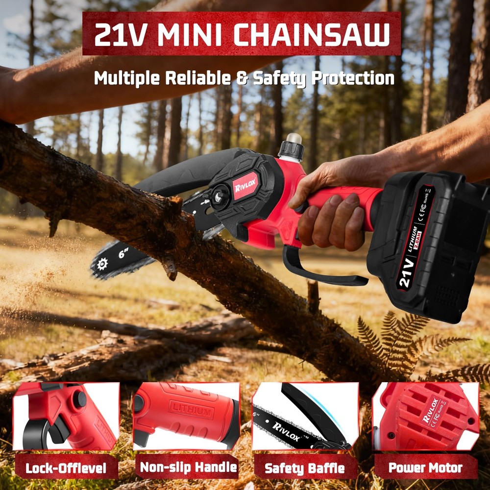 Mini Chainsaw,6 & 4 inch Electric Chainsaws Cordless Battery Powered, One-Han...