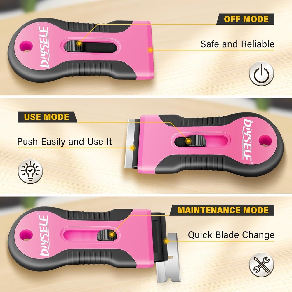 2 Pack Razor Blade Scraper, 10 PCS Spare Razor Blades, Enhanced Razor Scraper