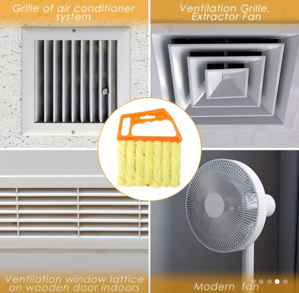 Yellow Microfiber Blinds Duster with Plastic Handle for Cleaning